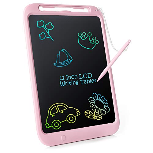 LCD Writing Tablet for Kids, 12" Colorful Doodle Board Drawing Pad Reusable Erasable