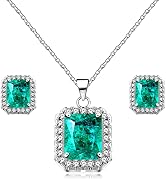Uloveido Dainty High Imitation Paraiba Green CZ Earrings and Necklace Wedding Bridal Jewelry Set ...
