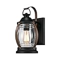 Westinghouse 6335100 Canyon One-Light Outdoor Wall Fixture, Textured Black and Barnwood Finish with Clear Glass