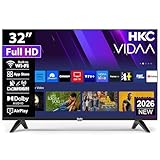 HKC Smart TV 32 Pouces (80 cm) FHD, sans Bord Connectée Télévision avec WiFi, Bluetooth, App Store, Triple Tuner(DVB T/T2, DVB C, DVB S/S2), AirPlay (H32N1F V, 2026)