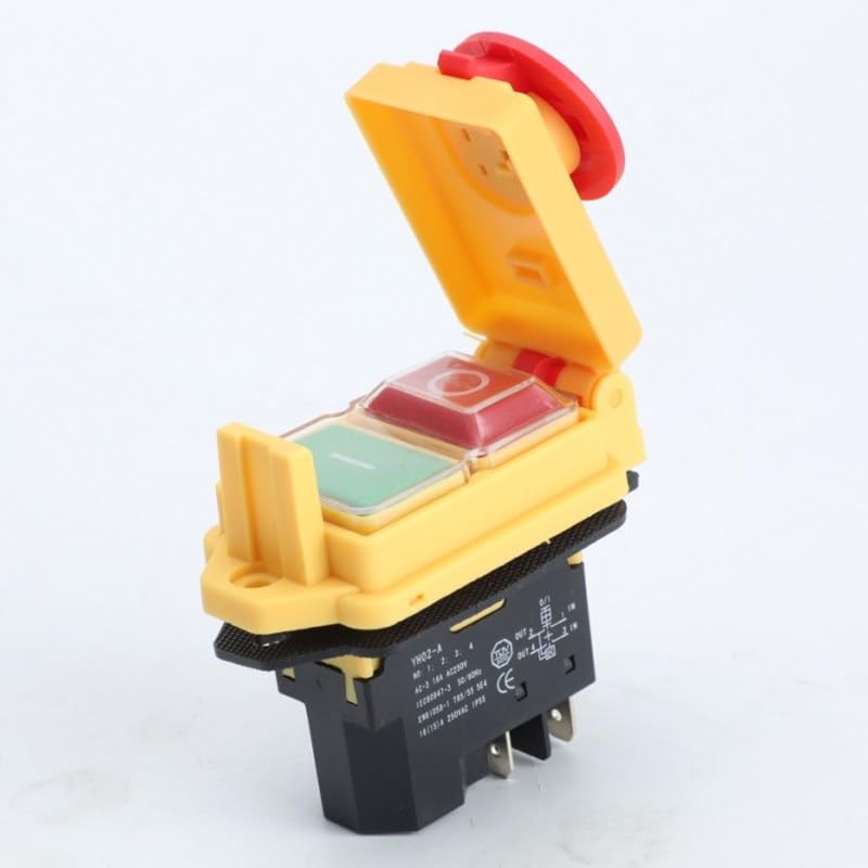 Electromagnetic Switch 4/5 Pin 120V 220V ON-Off Momentary Reset Push Button with Cover IP55 Waterproof ReplaceYCZ3-C，KJD17B(5 Pins,110V)