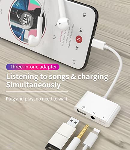 Lightning To Usb And 3.5Mm Headphone Adapter Otg Cable Connector For Iphone 13 12 11 Xs Ipad Male Apple Splitter Charger Charge Female Port Camera Adaptador Para Audio Dongle Jack Aux Earphone Earbud #TOP1