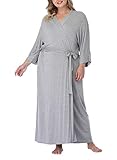 Women's Plus Size Robes Lightweight Cotton Bathrobe Long Kimono Robe Dressing Gown Soft Sleepwear Sp