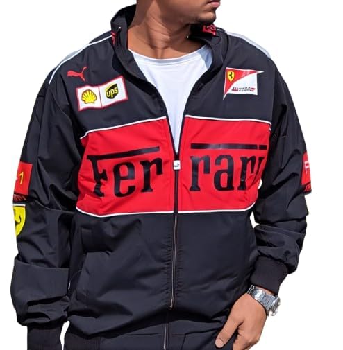 Men’s Graphic Printed Racing Jacket With Stylish Windproof Zip For Bike Riding And Daily Look