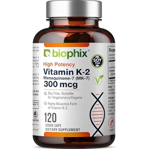 biophix Vitamin K2 MK-7-300 mcg 120 Vcaps - High-Potency Supports Strong Bones Immune Health Cover