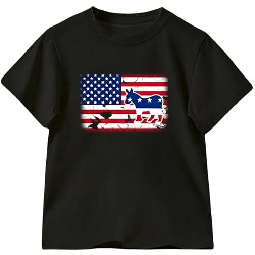 Image of Toddler Girl Short Sleeve Shirt Love Heart Top Girls 4th of July Shirts
