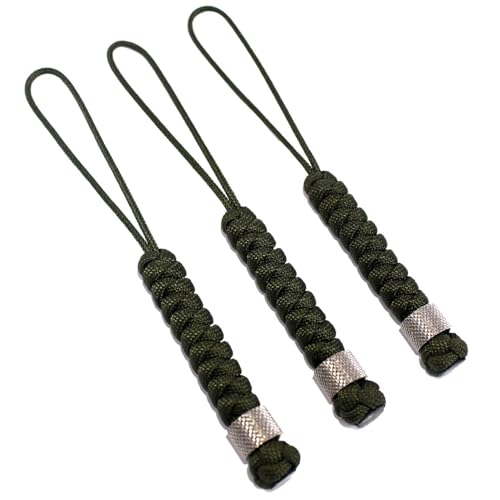 ZHGONUOHMKL 3pcs Knife Lanyards with Steel Beads Paracord Lanyard for Knife EDC Keychains Tactical Lanyards (Green)