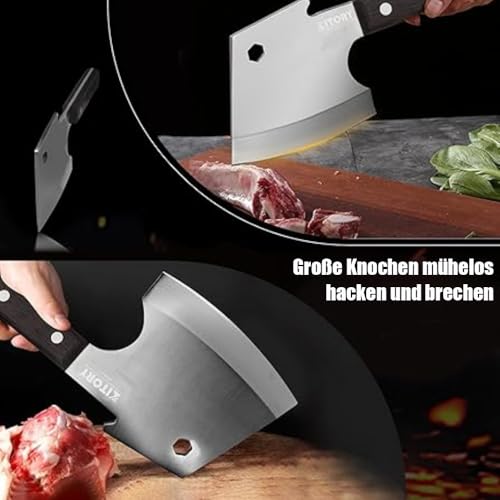 Kitory Hackmesser 15 cm Klinge, Küchenbeil für gefrorenes Fleisch und große Knochen, Extrem Scharf Metzgermesser, Edelstahl Hackbeil, Full Tang Knochenbeil, cleaver knife