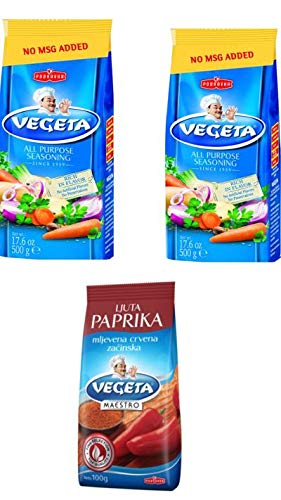 2 Pack Vegeta All Purpose Seasoning (500g) with Hot ground red pepper (100g)