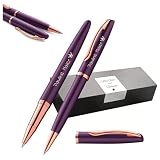 Pelikan Jazz Noble Elegance K/R36 - Penna a sfera e penna roller con incisione regalo, penne uniche con nome, regali personalizzati (viola)