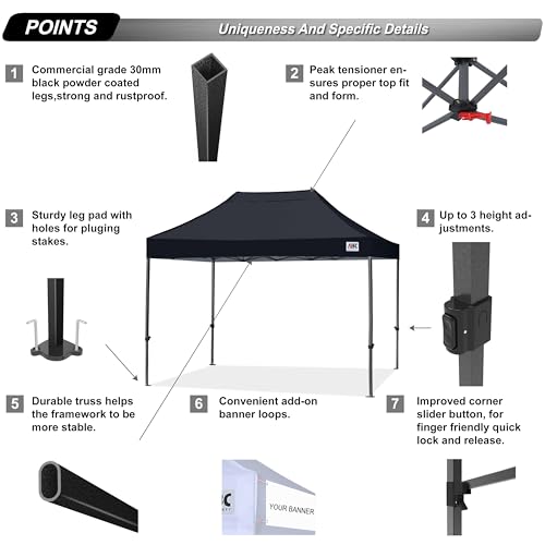 Image of ABCCANOPY Patio Pop Up Canopy Tent 10x15 Commercial-Series (Black)