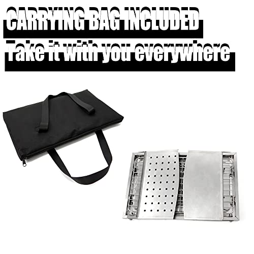 Nbe Camping Charcoal Grill Portable Bbq Grill Stainless Steel Wood Burning Grill With Carrying Bag | Folding Small Grills For Outdoor Barbecues Traveling Picnics Garden/Beach Party (58 * 20.5 * 26Cm) #TOP6