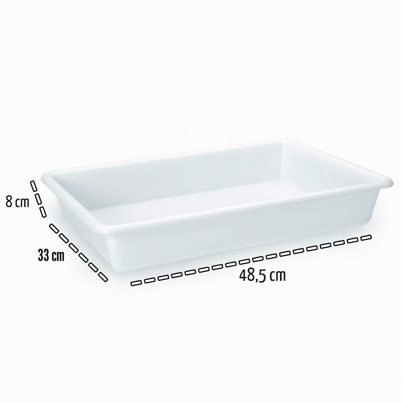 Acan Tradineur - Pack de 6 bandejas frigoríficas de Almacenamiento, plástico, Reutilizables, Servir Comida, Aperitivos, Fabricado en España - 9 litros - 48,5 x 33 x 8 cm – Blanco