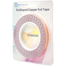 Scalloped Copper Foil Tape for Stained Glass, DIY Handicrafts, Crafting, Black Backed Copper Foil, 1/4 Inch Scalloped