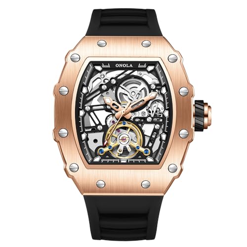 Image of OVERFLY ONOLA Mens Watch Automatic Mechanical Skeleton Dial Luxury Wrist Watch for Men