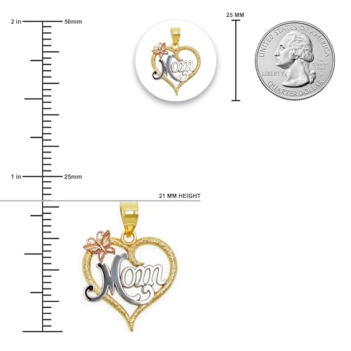 Gold Mom Pendant Necklace - 10 Karat Solid Gold - Heart Pendant Charm - Mother Day Gift3