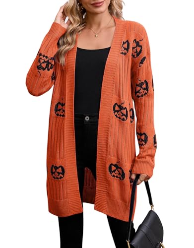 Image of Alsol Lamesa Women's Long Sleeve Cute Cardigan Sweaters V Neck Open Front Ribbed Knit Heart Sweater Coat