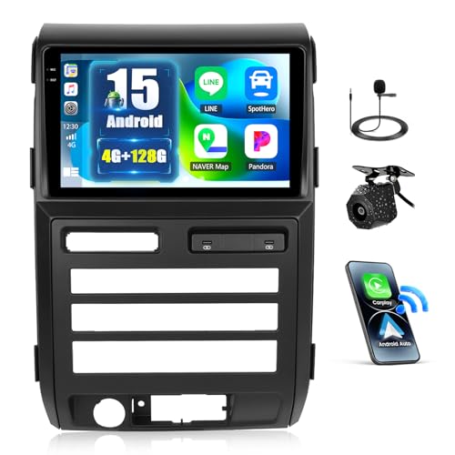 [4+128G] Android 15 �J�[�X�e���I�A�b�v�O���[�h �t�H�[�h F150/ F-150 2009-2012(Auto-AC) ���C�����XCarPlay&Android Auto�A9�C���`HD�^�b�`�X�N���[���J�[���W�I�ABluetooth�AGP