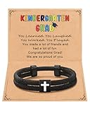 Shonyin Pulsera de cruz para él y niños, regalo de graduación de 5º 8º grado de jardín de infantes, preescolar, universidad, escuela secundaria, regalo de graduación para él y niño, 7-13, Sin piedras