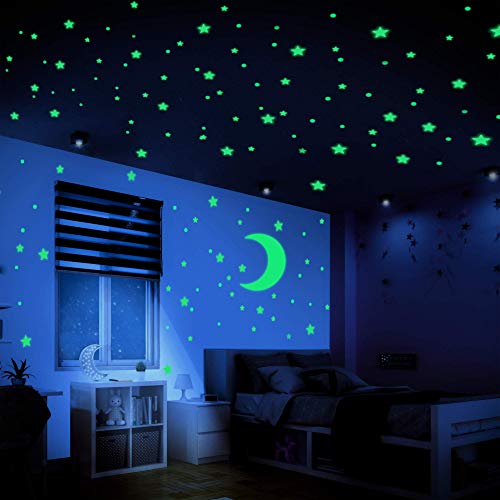 LUMOSX Glow in The Dark Stars for Ceiling Decor - 400 pcs Glow in The Dark Stickers of Ceiling Stars w/Bonus Moon Stickers and Dots Wall Decals, Star Ceiling for Kids Room Decor Kids Wall Decor