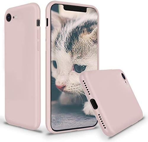 for iPhone 8/iPhone 7 Liquid Case Anti-Slip Anti-Fall Liquid Silicone Gel Rubber Bumper Case with Soft Microfiber Lining Cushion Slim Hard Shell Shockproof Anti-Dirt Protective Case Cover -Pink