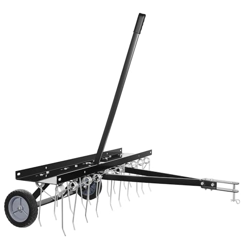 Vertikutierer für Aufsitzmäher 100 cm Rasenlüfter für Rasentraktor & ATV Anhänger Vertikutierer Moosentferner Rasen Verstellbare Arbeitshöhe Garten Rasenpflege Gerät Robust Langlebig