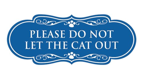 Designer Paws, Please Do Not Let the Cat Out Sign (Blue) - Small 2 Pack