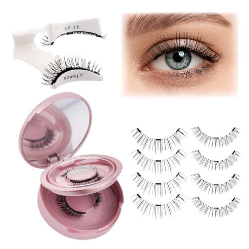 FADLASH Magnetische Wimpern - 2 Paare Wimpern Magnetisch - Wiederverwendbare Magnetische Wimpern Ohne Eyeliner - Magnetwimpern (Natürlich+Buschig)