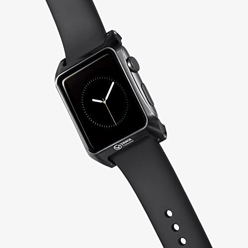 VAWiK full metal bumper case protection black fine quality CNC aluminum 42mm for Apple Watch sport leather loop