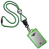 Specialist ID Heavy Duty Lanyard and Identity Stronghold 2-Card RFID Blocking Badge Holder (Green)