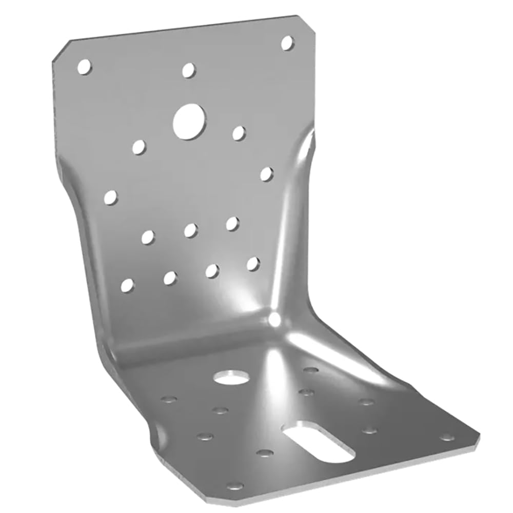 105mm x 105mm x 90mm (Pack of 4) LBS105 Galvanised Steel Heavy Duty Double Reinforced Angle Bracket Double-Embossed Corner 2mm Thick Connector for Wood Timber and Concrete - L13E