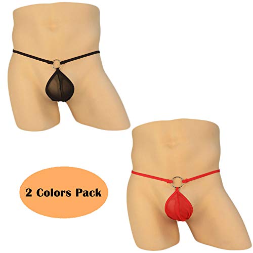 Mens 2 Colors Pack Micro Brief Thongs Sleepwear Lingerie Breathable Boxer Sexy Underwear Hot Underpants Gift for Husband or Boyfriend2