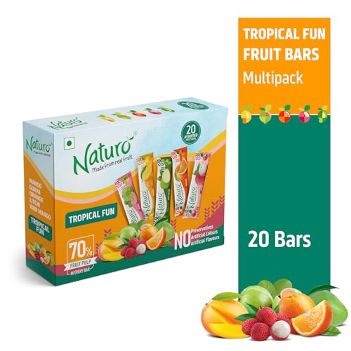 Image of Naturo Tropical Fun Assorted Fruit Bars | Multipack (20 Fruit Bars per pack) | Gift pack | Snack Pack | 2 Packs of Tropical Fun Multipack