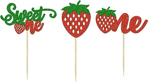 24Pcs Glitter Strawberry Cupcake Toppers Flower Fruits Theme Party Dessert Cupcake Picks For Summer Birthday Wedding Party Baby Shower Summer Garden Party Decoration Supplies By Liliparty #TOP2