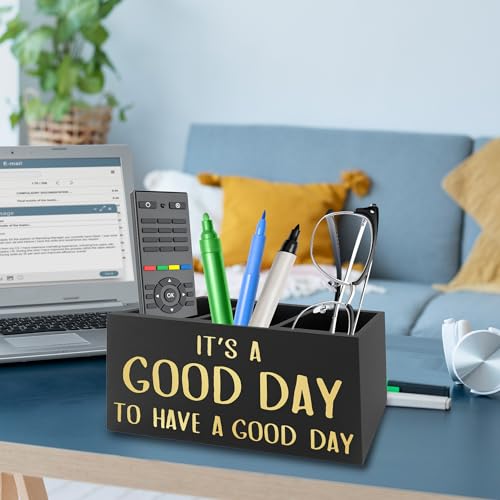 Image of Inspirational Office Pen Pencil Holder Organizer for Desk, It's a Good Day to Have a Good Day Positive Wooden Box Signs Decorations for Home Office Desk Tabletop, Motivational Gifts for Women