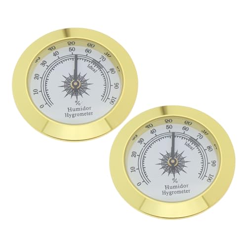 EMSea Hygrometer Rund 38 mm Legierung für Präzise Überwachung Gitarrenkoffer Zigarrenkoffer Gewächshaus Weinkeller Lager Aktenschrank Gold 2...