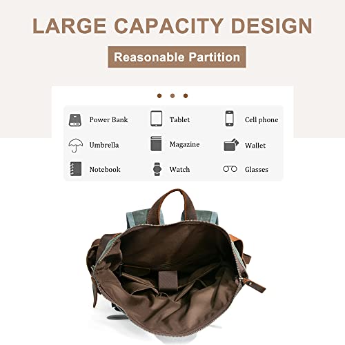 Men's Vintage Travel Backpack Large Capacity Casual Daypacks Waxed Canvas Carry on Bags for Camping Hiking Mountaineering4
