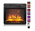 ROVSUN 18" Electric Fireplace Inserts with Remote Control, 1400W Recessed Stove Heater with 8H Timer, 6 Flame Colors, 5 Brightness for Indoor Use, ETL