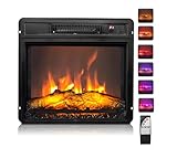 ROVSUN 18' Electric Fireplace Inserts with Remote Control, 1400W Recessed Stove Heater with 8H Timer, 6 Flame Colors, 5 Brightness for Indoor Use, ETL