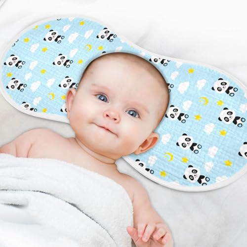 Adorable Pandas Pattern Muslin Burp Cloths for Baby 4-Layer Absorbent Cotton Large 22" x 11" Soft Spit Up Rags for Newborns Boys Girls, 4 Pack4