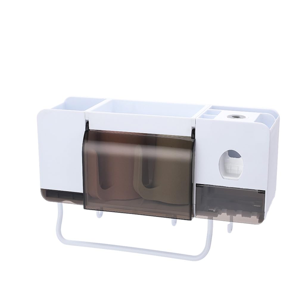 Estante para Cepillos de Dientes Portaspazzolino Multifunzionale Set di Lavaggio Porta spazzolino da Parete a Ventosa Spremiagrumi Integrato for Bagno
