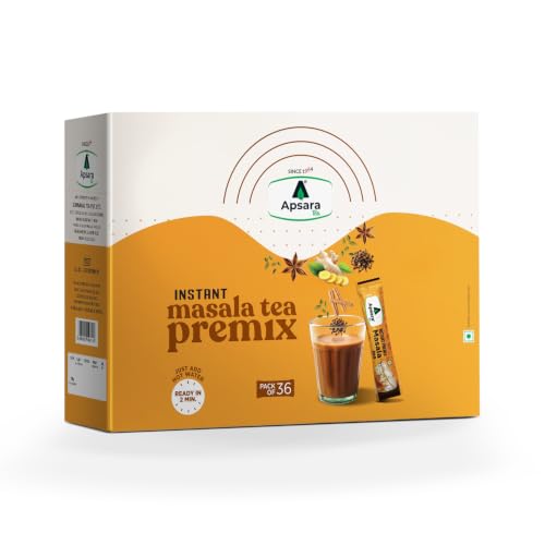 Image of APSARA Instant Tea Premix Masala Chai 36 Sachets | Ready To Drink, Masala Tea Powder | Masala Chai Enriched With 100% Natural Ingredients - Ginger, Cardamom, Black Pepper, Clove, Cinnamon and Nutmeg
