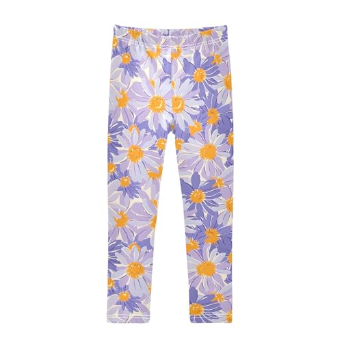 Purple Flower Painting Girls Leggings Athletic Pants Tights Stretch Bottom