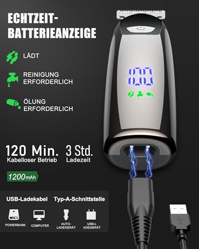 Bartschneider und Haarschneider für Herren, 3-in-1, elektrischer Präzisionsrasierer, kabellos,...