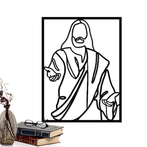 Jesús de metal para colgar fácilmente adorno cristiano de hierro para pared sin complicaciones