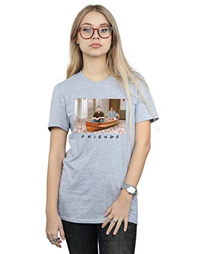 Absolute Cult Friends Women's Joey and Chandler Boat Boyfriend Fit T-Shirt Sport Grey Large