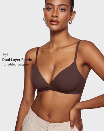 Image of INLYRIC Women's Inbarely Triangle Bralette Comfortable Unlined V Neck Wireless Smoothing Bra Top Stretch