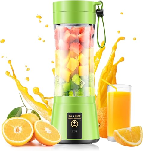 Image of Portable Blender for Smoothies and Shakes - Personal Size Mini Blender with 380Ml Travel Cup, 6 Stainless Steel Blades for Powerful Blending, Fresh Fruit Juicer for Home /Travel