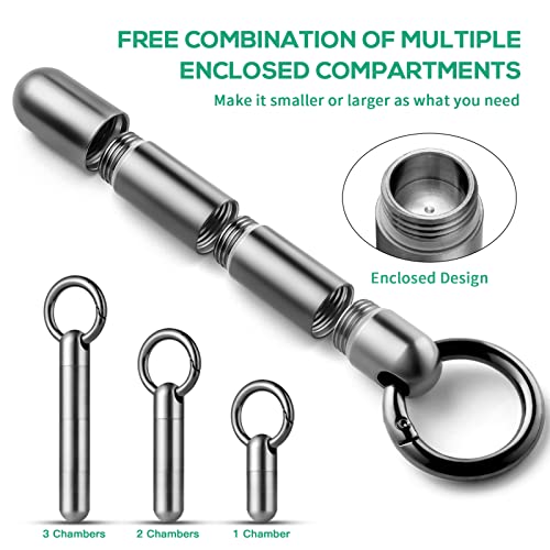 Image of TISUR Small Keychain Pill Holder, Titanium Pill Case Waterproof Pill Fob for Travel Purse Pocket, Portable Pill Container Box Pill Organizer Tube | Waterproof Pill Fob,Portable Pill Box Container,Purse Pill Organizer Tube