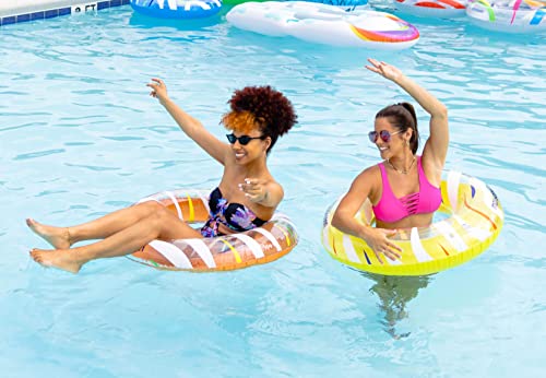 monsoon [Citrus] 2-Pack Luxury Pool Floats Swimming Float Beach Tube Floaties Ring Tubes - Orange Yellow - Thumbnail 3